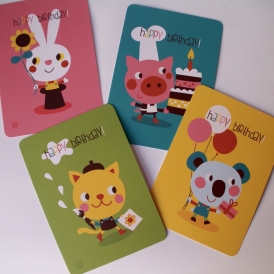 Postcard - birthday - pig - 2