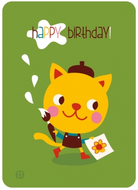 Postcard - birthday - cat - 1